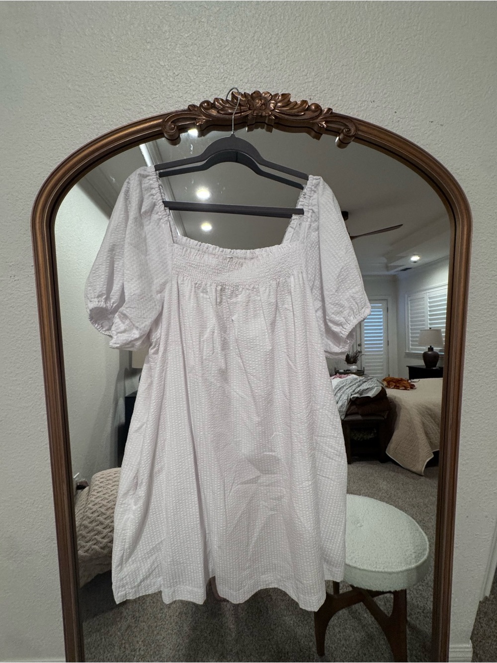 Madewell White Puff Sleeve Square Neck Chemise